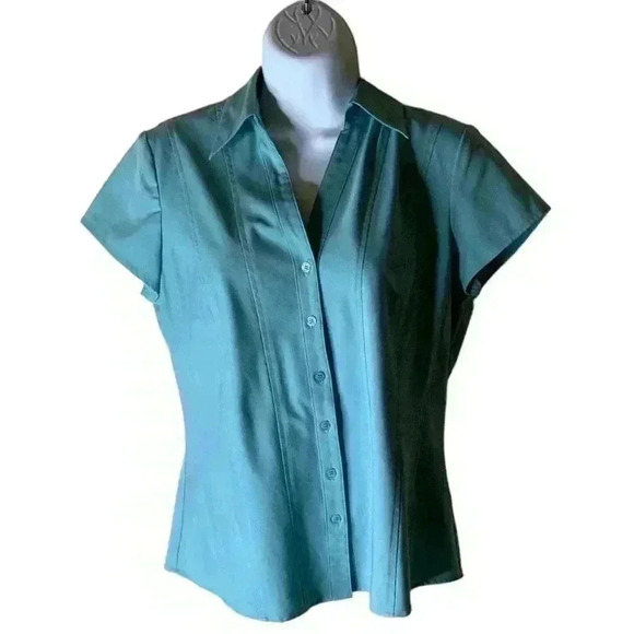 Style & Co Shirt Women's Size 4 Button Front Fitted Stretch Top Blouse - Picture 1 of 5